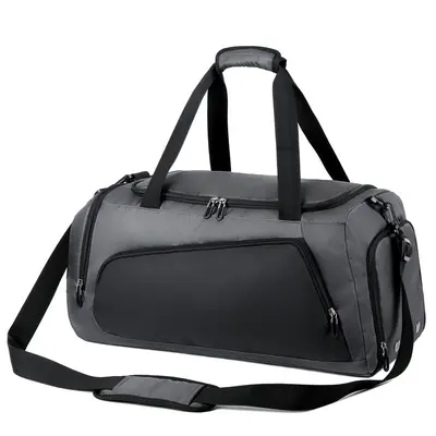 Fitness-Tasche, großer Kapazität, Sporttasche mit Trocken- und Nassfachaufteilung, bedrucktes Logo, unabhängiges Schuhfach, wasserdichte Reisetasche