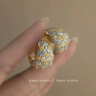 Blue zircon drop earrings, French vintage style, women's