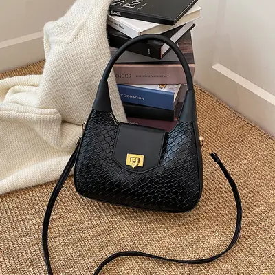 Women's Large Woven Pattern Casual Handbag - 2