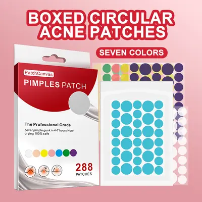PatchCanvas痘痘贴盒装7色透明圆形痘痘贴纸SHOPEE现货厂家批发