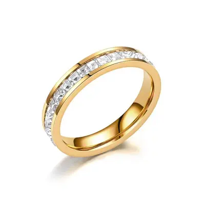 Titanium steel star ring zircon couple matching rings