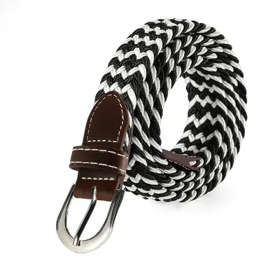 Solid Color Women's Canvas Belt, Thin Elastic Stretch Waistband - 13