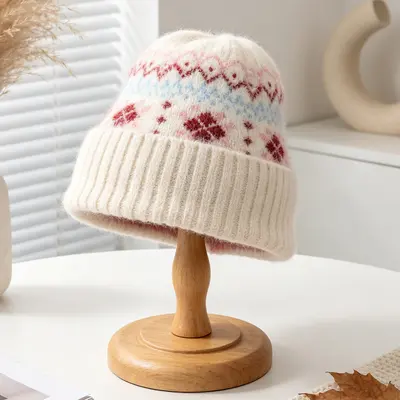 Fair Isle Desenli Örgü Bere, Yüksek Esneklik, Kadın, Sonbahar Kış - 11
