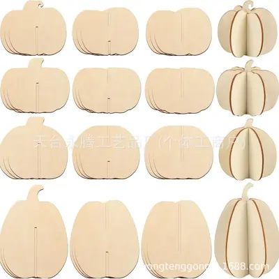 3D Wooden Pumpkin Pendant for Thanksgiving and Autumn Harvest, DIY