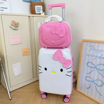 Cute Cat Print Large Capacity Trolley Case, Lightweight and Silent Wheels - 5