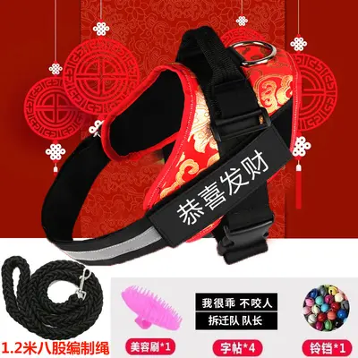 Tang-Style Red Dog Harness Vest with Leash for Small to Large Dogs - 9