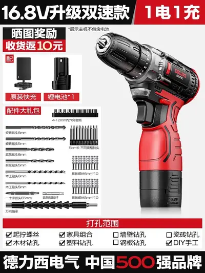 德力西锂电钻工具箱家用套装多功能充电式维修电动螺丝刀手电钻 - 8
