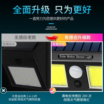 Güneş enerjili LED duvar lambası, bahçe için, insan sensörlü, karanlıkta otomatik yanar