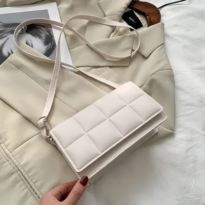 Large Plaid Women's Crossbody Bag, Square Handbag with Shoulder Strap - 7