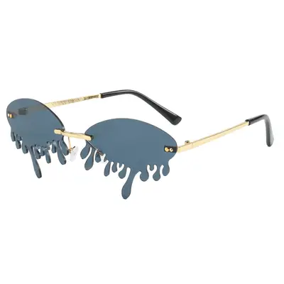 Halloween Frameless Heart Party Sunglasses with Tear Design - 12