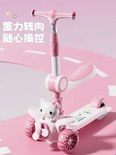 Katlanabilir Çocuk Scooter, Müzikli ve Işıklı, Oturmalı