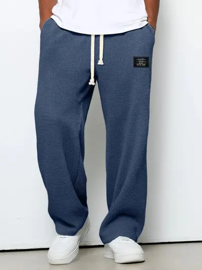 Herren-Waffelhose, gerade geschnittene Jogginghose, locker, Frühling/Herbst - 11