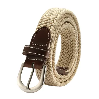 Solid Color Women's Canvas Belt, Thin Elastic Stretch Waistband