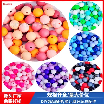 Silicone Candy-Colour Round Beads for DIY and Baby Teether Jewellery
