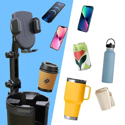 Insulated Large Car Cup Holder with Phone Holder Feature - 4