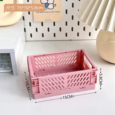Tengyi Mini Katlanır Plastik Saklama Kutusu Öğrenci Masaüstü Organizatör Bant Kırtasiye Katlanır Sepet Depolama Sepeti - 9