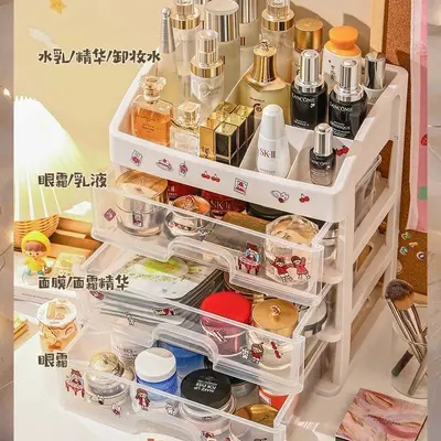 Cosmetic Storage Box Desktop Cosmetic Drawer Organizer Plastic Storage Rack Large Clear Dressing Table Jewelry Box