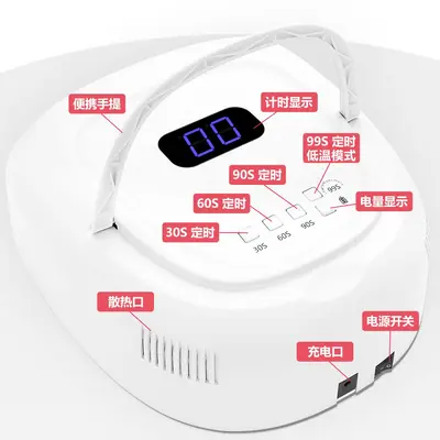 Neue hochleistungs 60w nagelfräser S20 kabellos aufladbar UV-LED nagel-phototherapie-maschine nagel gel aushärtungs lampe