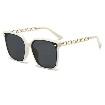 Oversized Frame Chain Sunglasses, UV400 Protection, Unisex - 8