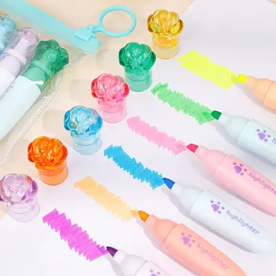 Cute Cat Paw Highlighter Set, Macaron Colours, for Students