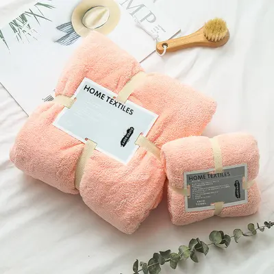 Mercan velvet towel bath towel set two-piece facial towel soft absorbent parent-child towel set home gift gift item - 10