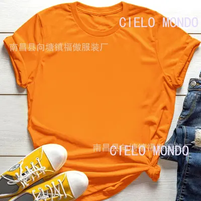 Solid Color Round Neck Unisex T-Shirt, Plus Size Available - 10