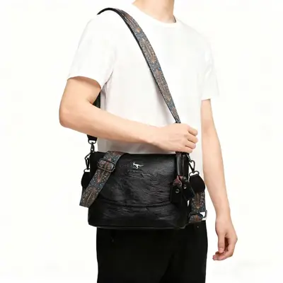 Damen-Schultertasche klassisch schlicht mit breitem Schultergurt - 4