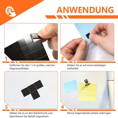 Square Rubber Flexible Magnet Sheet with Adhesive Backing, Strong Magnetic - 5