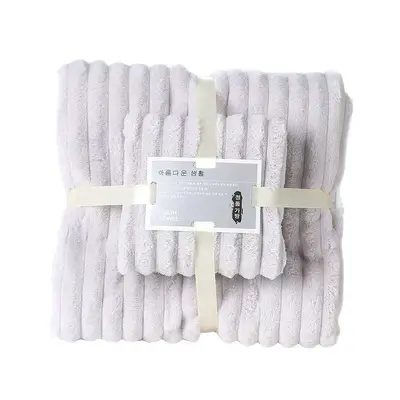 Banyo havlusu seti, mercan kadife, çizgili, emici - 6