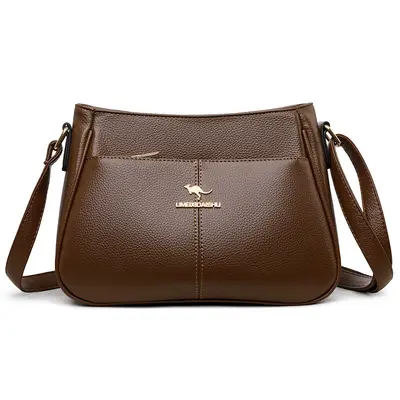 Soft Leather Women's Shoulder Bag, Large Capacity, Solid Color - 5