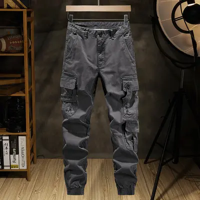 Men's Retro Hong Kong Style Cargo Pants Loose Harem Trousers - 9