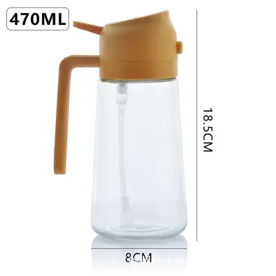 Glasölkanne 2-in-1 Sprüh- und Gießfunktion, rutschfest, Sprühflasche für Küche mit Druckknopf, integrierte Ölkanne, auslaufsicher - 8