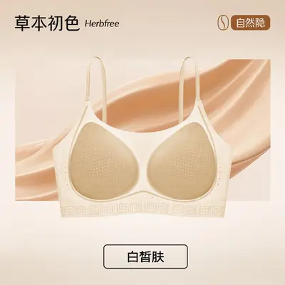 Seamless Invisible Women's Bra, Small Bust Gathering 10A Antibacterial Silk Bra - 8