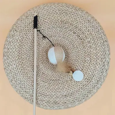 Feather Teaser Wand with Bell and Wooden Stick for Cats - 7