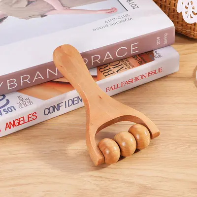 Solid wood massage stick portable handheld push massager for shoulder neck back head meridian brush roller massage tool - 7