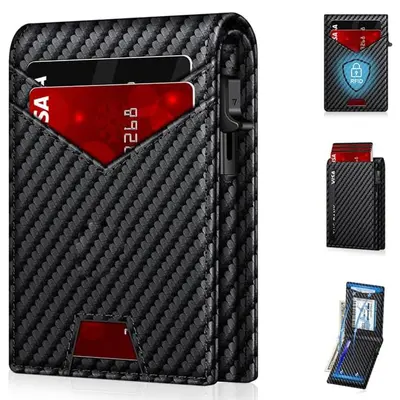RFID-Blocking Metal Card Holder and Ultra-Thin Leather Wallet for Men - 7