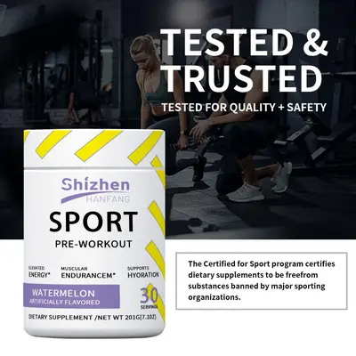 Pre-workout powder watermelon flavor sports nutrition
