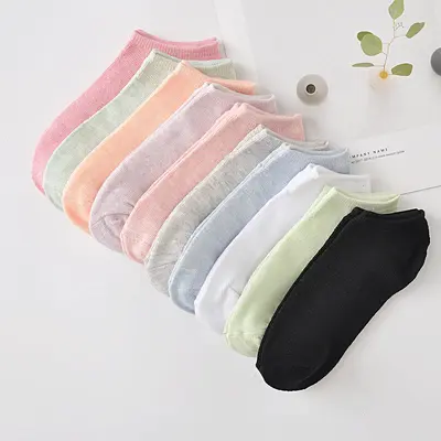 Solid color cotton socks for women, candy color plain women's socks, invisible neckline short socks, invisible socks, skin tone socks, Zhuji socks wholesale.