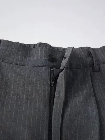 Erkek düz paça günlük pantolon, TR karışımlı çizgili kumaş