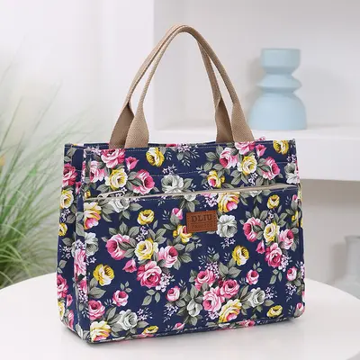 New Portable Canvas Large Bag Office Worker Tote Bag Ethnic Style Bag Large Capacity Document Bag - 8