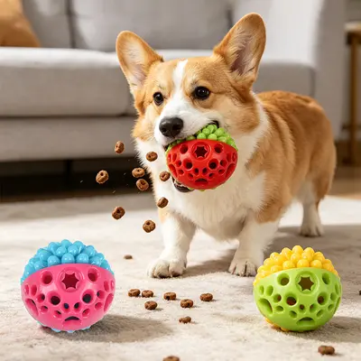 Pet Toy Puppy Supplies Chew Toy Teeth Cleaning Indestructible Boredom Relief Treat-Hiding Ball Amazon Cross-Border Pet Bestseller
