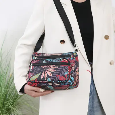 Middle-Aged Women's Oxford Fabric Crossbody Bag, Lightweight, Multi-Layer - 3