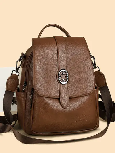 Genuine Leather Women's Backpack, Korean Style, Large Capacity Single Shoulder - 1