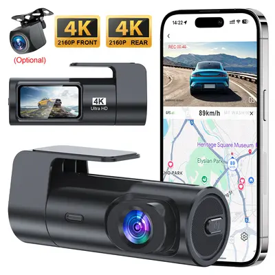 Dual recording dash cam, 4K, WiFi, front-rear