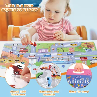 6'lı Paket Çocuk Sessiz Kitabı Yapışkanlı Çok Sahne