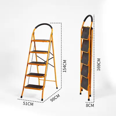 Folding Telescopic Indoor A-Frame Ladder, Alloy, Portable - 10