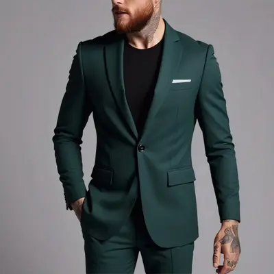 Erkek Slim Fit Tek Ceket, Kore Tarzı İş Takımı - 10