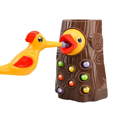 Cross-border children's woodpecker toy educational early learning fishing bug game magnetic bird bug catching parent-child interaction
