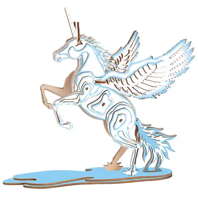 3D-Holzpuzzle Einhorn, DIY-Bausteine für Kinder