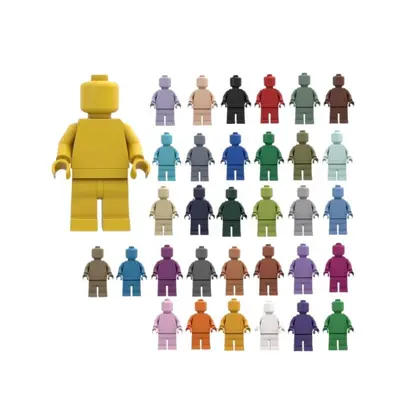 Lego-Compatible Plain Building Block Figure, Solid Color, Custom Print Available - 6